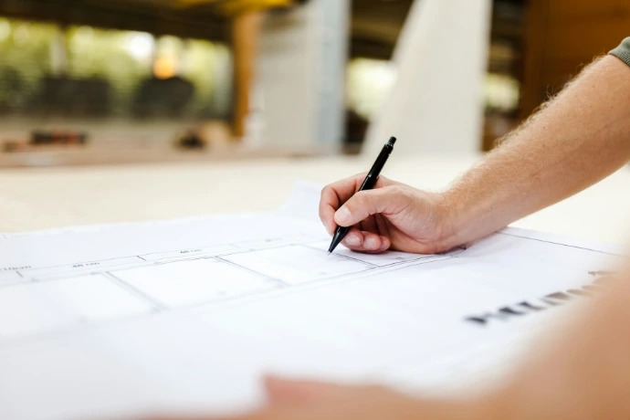 Sales consultation with project drawings
